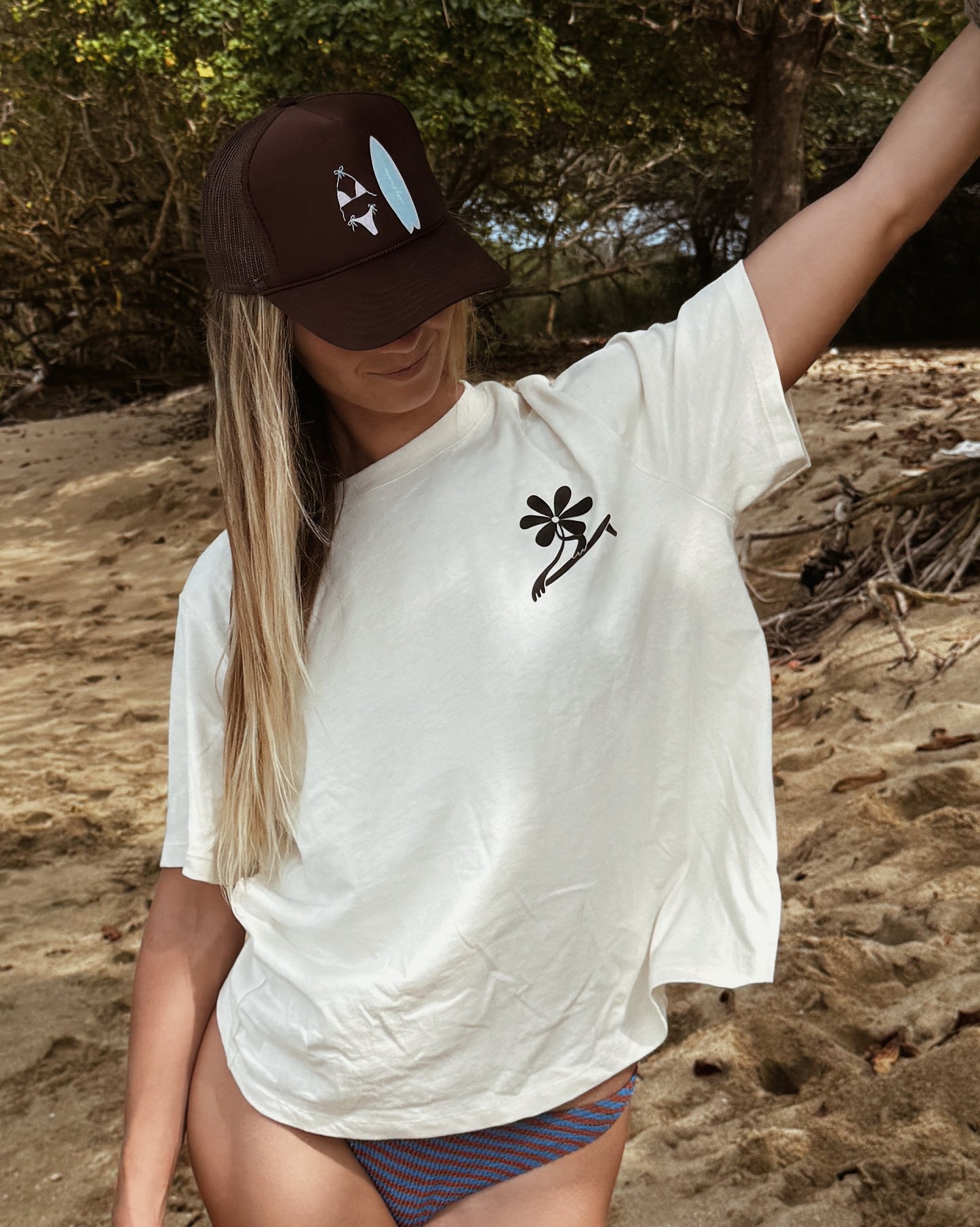 Funky Flora Midi - Brown & Cream