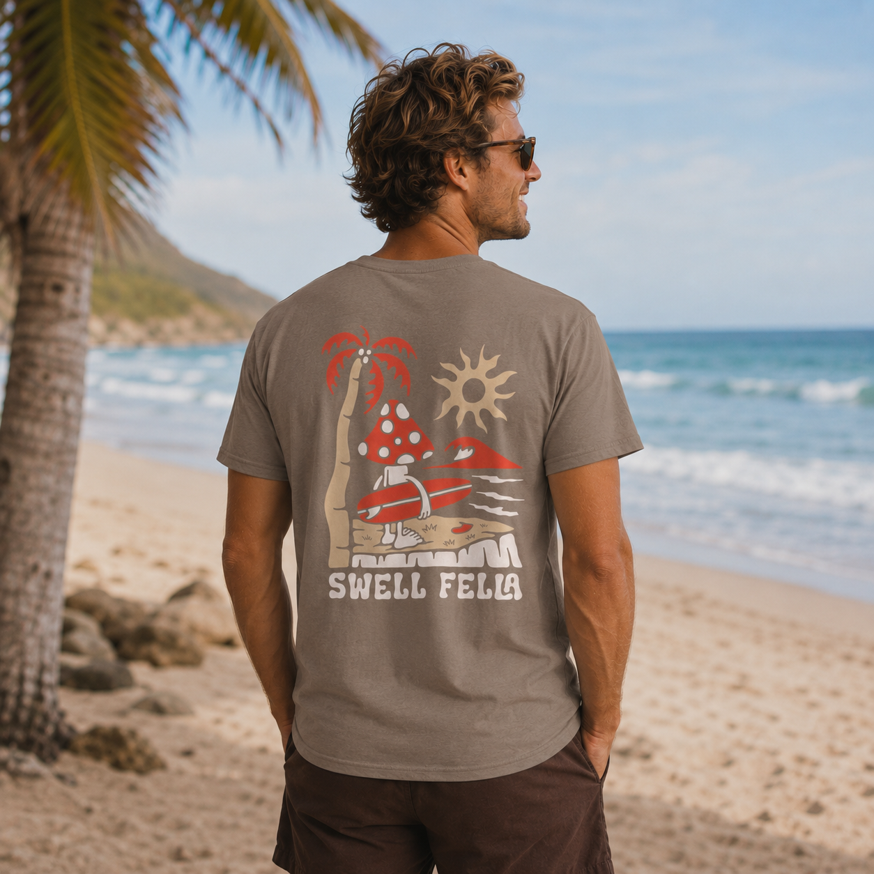 Swell Fella Retro Surf Mushroom Graphic Tee