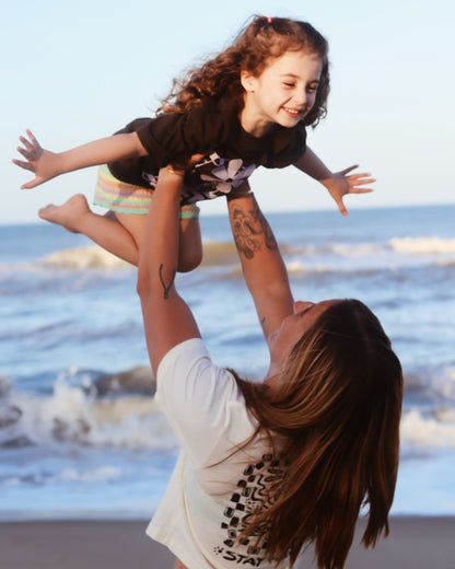 Checkered Funky Flora - Kids Tee